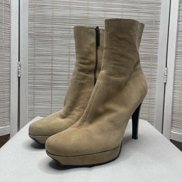 Helmut Lang Suede Heeled Ankle Booties - Picture 1 of 12